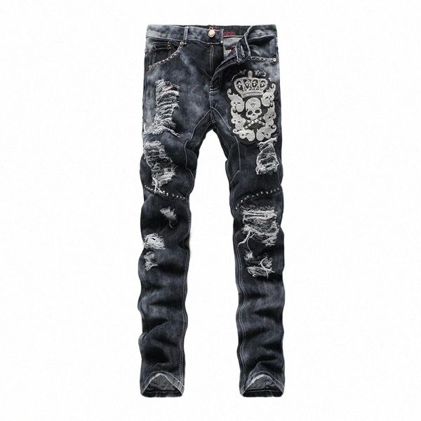 men's jeans wholesale-european american style men fashion cotton luxury quality slim skulls brand straight hole jean black denim trouse, Blue
men's jeans wholesale-european american style men fashion cotton luxury quality slim skulls brand straight hole jean black denim trouse, Blue