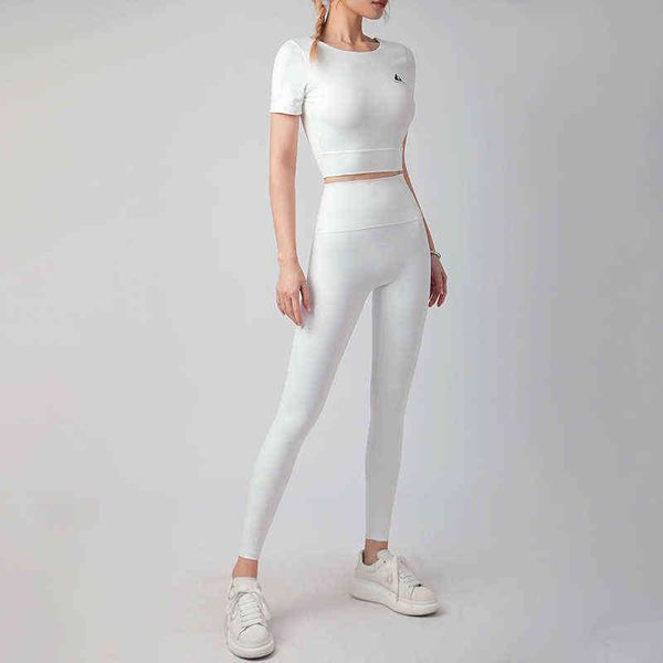women butt lifting sports short sleeve shirt high waist booty workout pants yoga pants gym clothing set cloth fitness legging t220725, White;red
women butt lifting sports short sleeve shirt high waist booty workout pants yoga pants gym clothing set cloth fitness legging t220725, White;red
