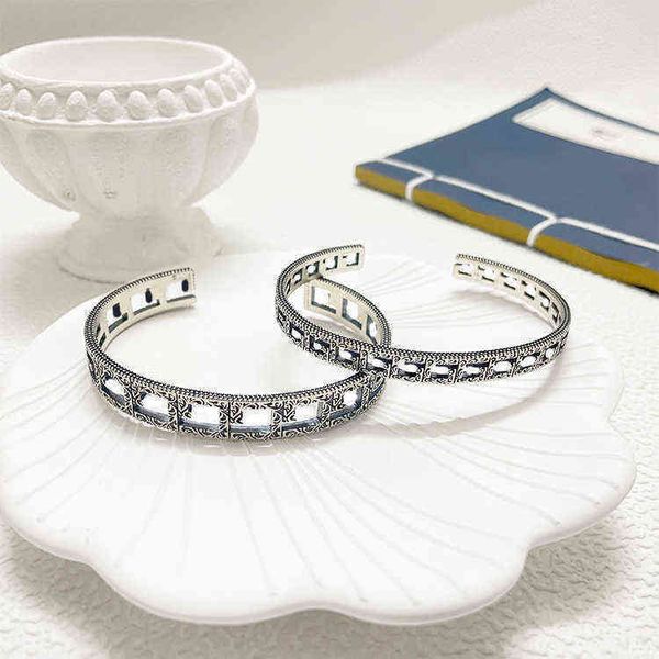 factory outlet silver hollow out carved pattern bracelet wide and narrow version letter used hand decoration fashion couple, Black
factory outlet silver hollow out carved pattern bracelet wide and narrow version letter used hand decoration fashion couple, Black