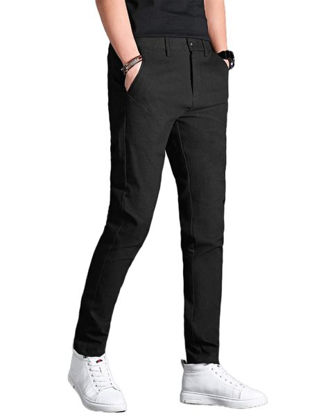 men solid slant pocket suit pants u8fj#, Black