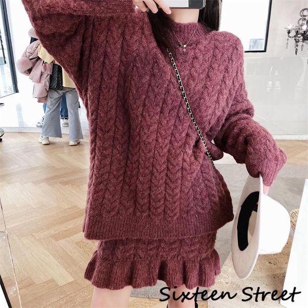 women winter sweater clothes set ladies knitted autumn long sleeve and mini skirt solid color loose vintage o neck 2020 fall lj201117, White
women winter sweater clothes set ladies knitted autumn long sleeve and mini skirt solid color loose vintage o neck 2020 fall lj201117, White