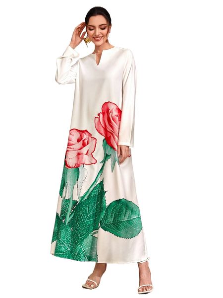 floral print notched neckline dress without belt y2xh#, Black;gray
floral print notched neckline dress without belt y2xh#, Black;gray