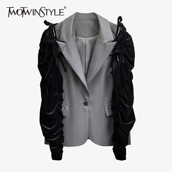 casual two wear blazer for women notched long sleeve lace up bowknot patchwork blazers female fashion spring 210423, White;black
casual two wear blazer for women notched long sleeve lace up bowknot patchwork blazers female fashion spring 210423, White;black