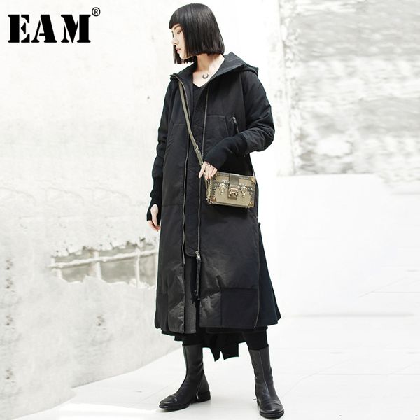 eam spring hooded long sleeve black loose hem vent cottonpadded coat women parkas fashion jk131 201027
eam spring hooded long sleeve black loose hem vent cottonpadded coat women parkas fashion jk131 201027