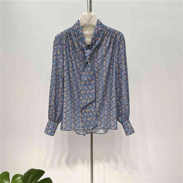 women's polos spring and summer style print ribbon v bow tie pole class feeling versatile long sleeved women's shirt, White
women's polos spring and summer style print ribbon v bow tie pole class feeling versatile long sleeved women's shirt, White