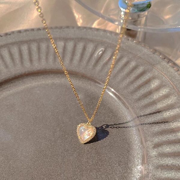 trendy fine 14k real gold heart shaped opal chain pendant necklace for women temperament jewelry shiny zircon wedding gift, Silver
trendy fine 14k real gold heart shaped opal chain pendant necklace for women temperament jewelry shiny zircon wedding gift, Silver