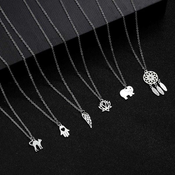 stainless steel cat lotus dream charm catcher women necklace thin angel wings elephant pendant chain girls couple jewelry gift, Silver
stainless steel cat lotus dream charm catcher women necklace thin angel wings elephant pendant chain girls couple jewelry gift, Silver