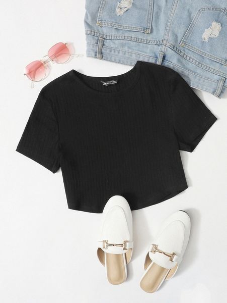 rib-knit crop c0zu#, White
rib-knit crop c0zu#, White