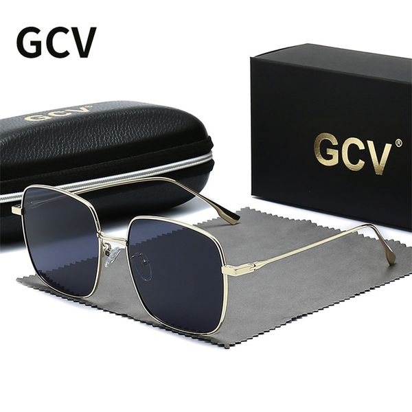 gcv fashion polarized women square metal frame sunglasses luxury sun glass ladies lunette de soleil femme uv400 220429, White;black