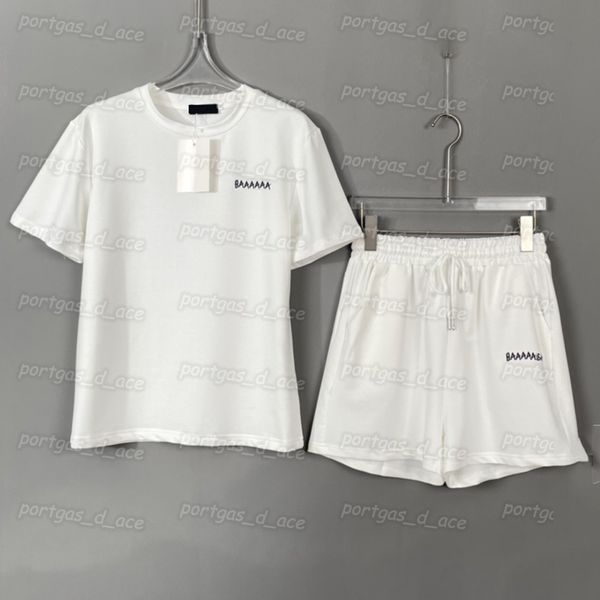 letters womens tees shorts short sleeve t shirts summer tide casual white set, Black