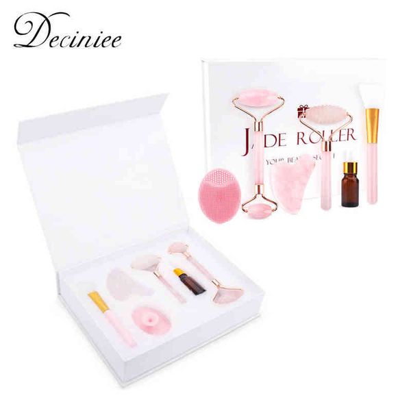 6 in 1 jade roller rose quartz natural stone crystal slimmer gua sha board massage scrapers tools kit for neck back face220429
6 in 1 jade roller rose quartz natural stone crystal slimmer gua sha board massage scrapers tools kit for neck back face220429