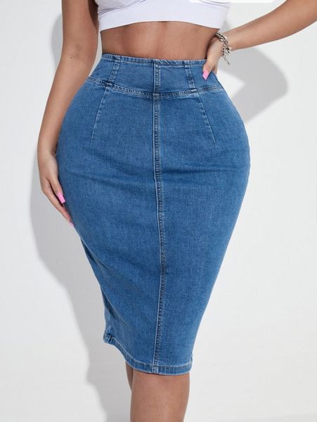 sxy high waist split back denim skirt d3go#, Black 
sxy high waist split back denim skirt d3go#, Black