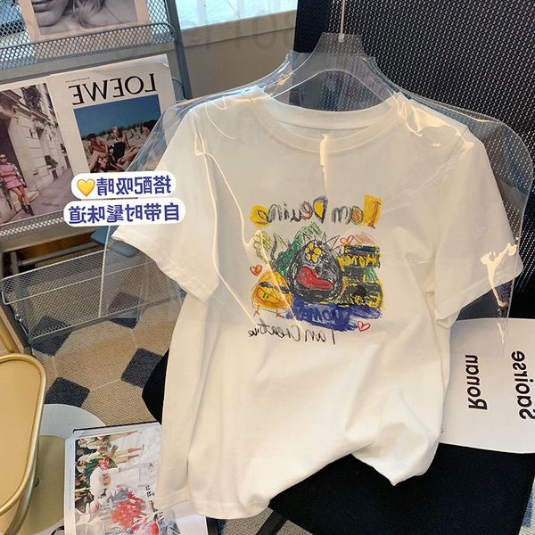 women's t-shirt designer white hand-painted graffiti cotton short t-shirt women's new summer design feeling loose and versatile fa
women's t-shirt designer white hand-painted graffiti cotton short t-shirt women's new summer design feeling loose and versatile fa