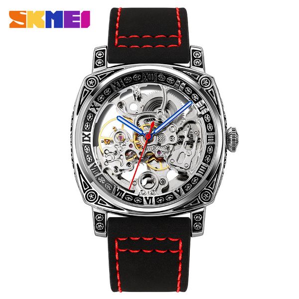 2022 new skme fashion watch hollow carved square men's mechanical watch gift, Slivery;brown
2022 new skme fashion watch hollow carved square men's mechanical watch gift, Slivery;brown