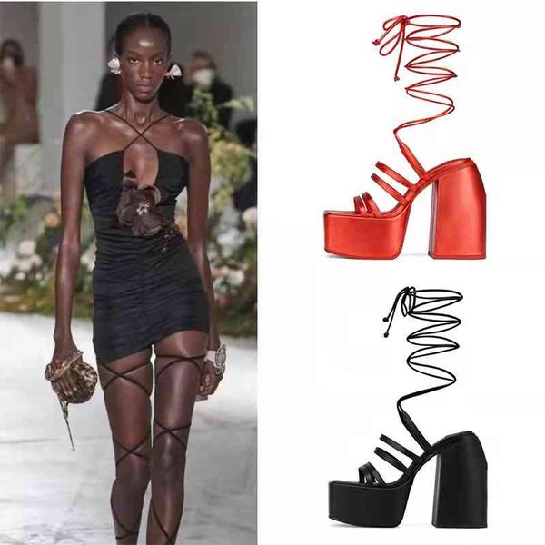 sandals summer thick bottom waterproof platform super high heel thin belt combination large bandage women's sandals 1giz, Black
sandals summer thick bottom waterproof platform super high heel thin belt combination large bandage women's sandals 1giz, Black