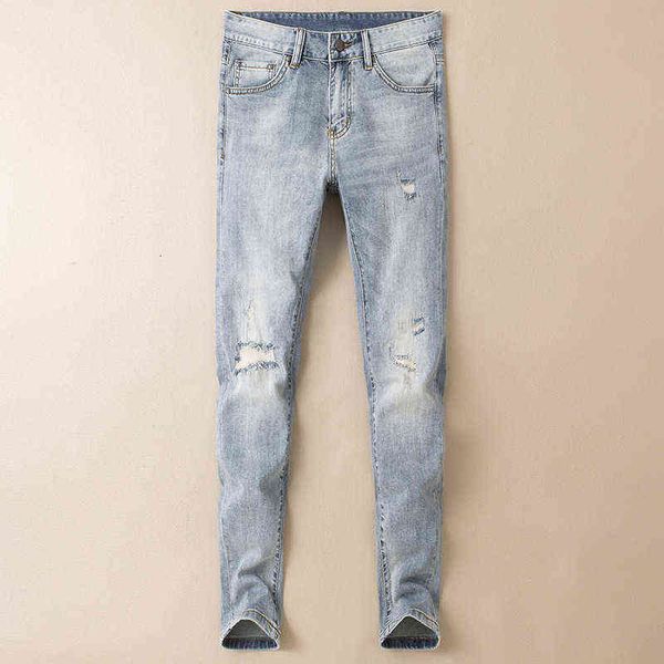 spring 2023 and summer thin men's jeans stretch hole jean korean youth slim fit leggings trendy men, Blue
spring 2023 and summer thin men's jeans stretch hole jean korean youth slim fit leggings trendy men, Blue