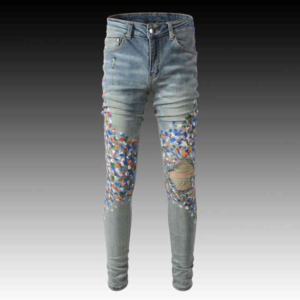 men's jeans high street korean fashion men dark blue color paint dots slim fit hole micro elastic small leg cowboy pants hz10
men's jeans high street korean fashion men dark blue color paint dots slim fit hole micro elastic small leg cowboy pants hz10