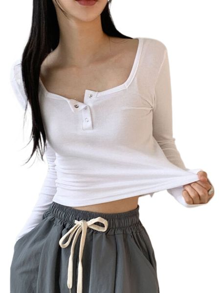 dazy solid snap button front tee z3km#, White