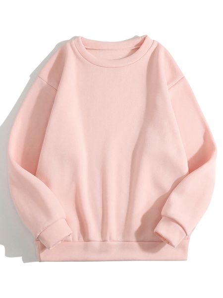 solid thermal lined sweatshirt k9ha#, Black