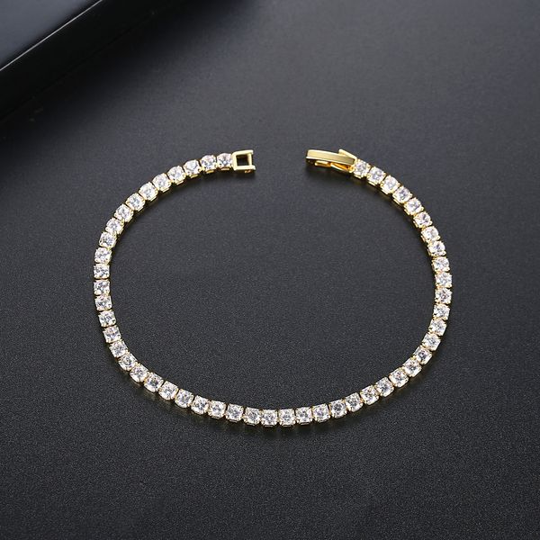 single row zirconium bracelet brass zircon chain bracelet cross border stylish simple and versatile niche jewelry wholesale, Black 
single row zirconium bracelet brass zircon chain bracelet cross border stylish simple and versatile niche jewelry wholesale, Black