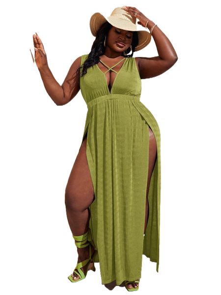 sxy plus crisscross plunging neck wrap hem dress 29ln#, Black
sxy plus crisscross plunging neck wrap hem dress 29ln#, Black