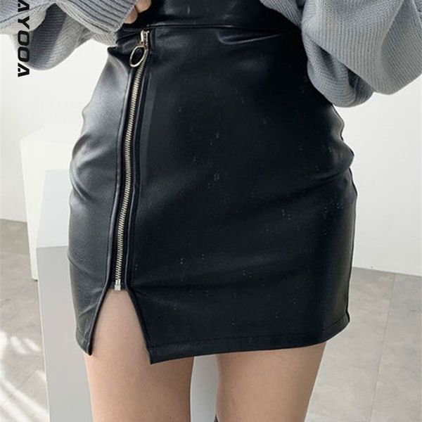 genayooa skirt high waist pu leather casual mini female fashion black zipper punk slim women s 220401 
genayooa skirt high waist pu leather casual mini female fashion black zipper punk slim women s 220401