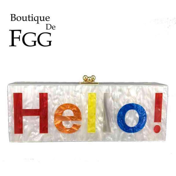 boutique de fgg "hello" acryl clutch purse voor vrouwen avondtassen chain schouder handtas mode dag koppelingen crossbody tas 2206
boutique de fgg "hello" acryl clutch purse voor vrouwen avondtassen chain schouder handtas mode dag koppelingen crossbody tas 2206