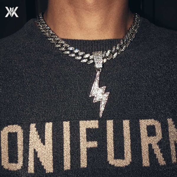full diamond lightning color diamond pendant men's and women's short hip-hop cuban clavicle necklace european and american new sty, Silver
full diamond lightning color diamond pendant men's and women's short hip-hop cuban clavicle necklace european and american new sty, Silver