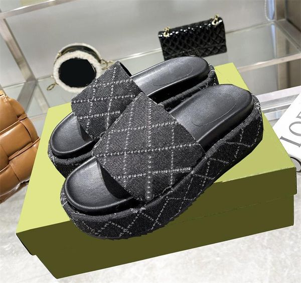 designer slippers fashion thick bottom sandals letter embroidery slides lady platform wedges sandal beach high heel with box, Black
designer slippers fashion thick bottom sandals letter embroidery slides lady platform wedges sandal beach high heel with box, Black