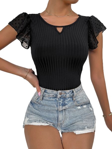 swiss dot cut out front tee 27rs#, White
swiss dot cut out front tee 27rs#, White