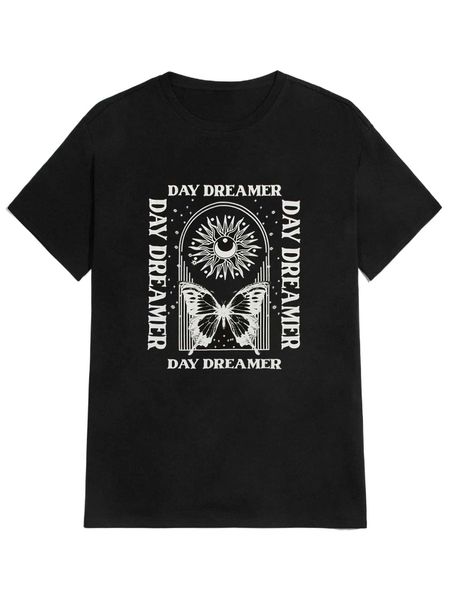 romwe guys butterfly sun graphic tee v8ch#, White;black 
romwe guys butterfly sun graphic tee v8ch#, White;black