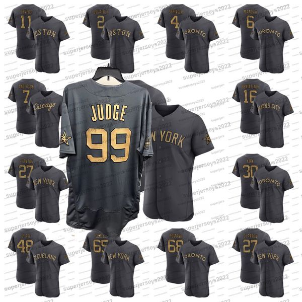 99 aaron judge 2022 all-star game baseball jersey rafael devers nestor cortes xander bogaerts 6 alek manoah andrew benintendi alejandro kirk, Blue;black
99 aaron judge 2022 all-star game baseball jersey rafael devers nestor cortes xander bogaerts 6 alek manoah andrew benintendi alejandro kirk, Blue;black