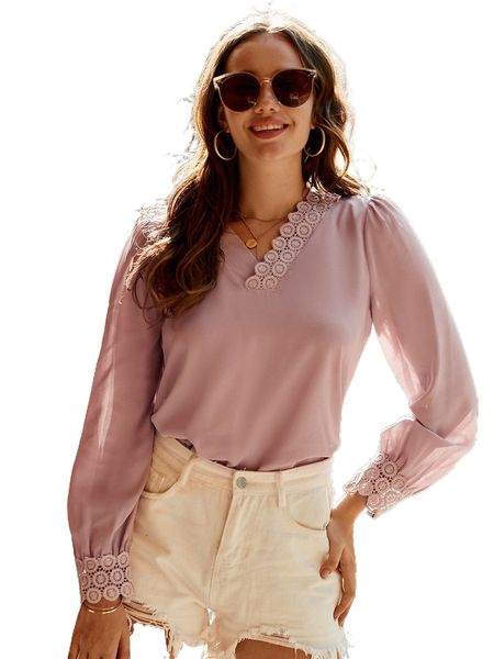 contrast guipure lace blouse j4iz#, White 
contrast guipure lace blouse j4iz#, White