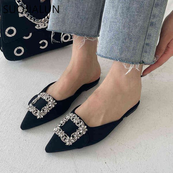 suojialun 2022 spring women pointed toe slipper fashion crystal buckle slip on mules shoes ladies casual flat heel outdoor slide 220627, Black
suojialun 2022 spring women pointed toe slipper fashion crystal buckle slip on mules shoes ladies casual flat heel outdoor slide 220627, Black