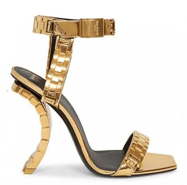 metal belt decorative square head high-heeled sandals high-quality leather women shoes .5cm luxury designer roman shaped clothing show sho, Black
metal belt decorative square head high-heeled sandals high-quality leather women shoes .5cm luxury designer roman shaped clothing show sho, Black