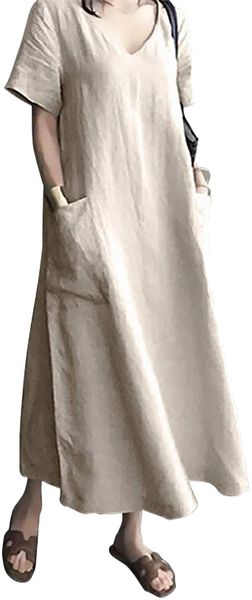 women's maxi dress solid plus size loose cotton linen long dresses with pockets b7oi#, Black;gray
women's maxi dress solid plus size loose cotton linen long dresses with pockets b7oi#, Black;gray