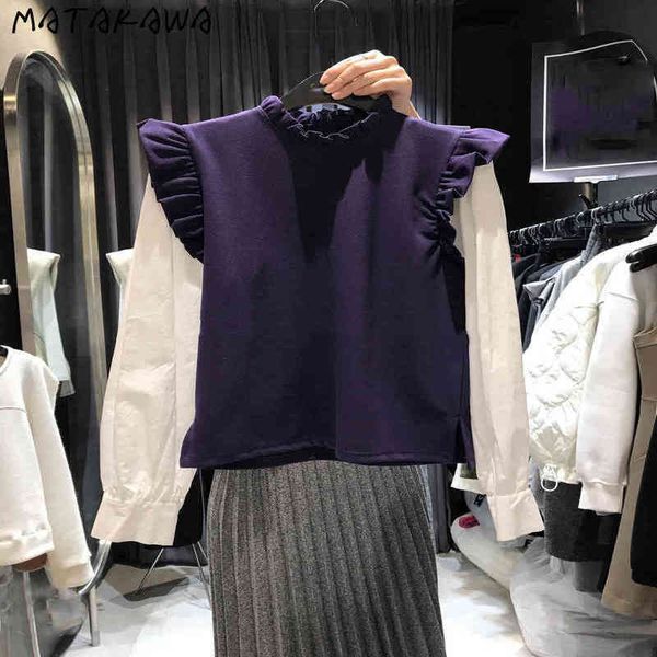 korean hoodies women spring ruffled splicing sweatshirt stand sleeves fake twopiece 210506, Black
korean hoodies women spring ruffled splicing sweatshirt stand sleeves fake twopiece 210506, Black