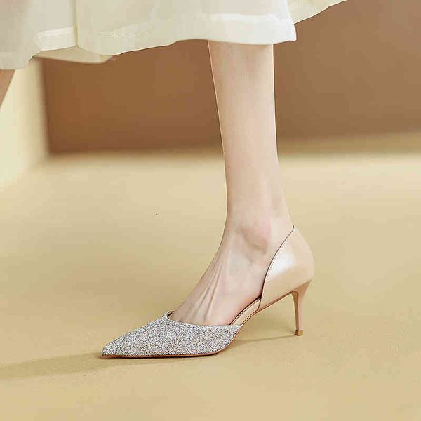 sandals french small heel wedding shoes women's spring and autumn fine banquet shallow mouth temperament single sequin nude pointed fvl, Black
sandals french small heel wedding shoes women's spring and autumn fine banquet shallow mouth temperament single sequin nude pointed fvl, Black