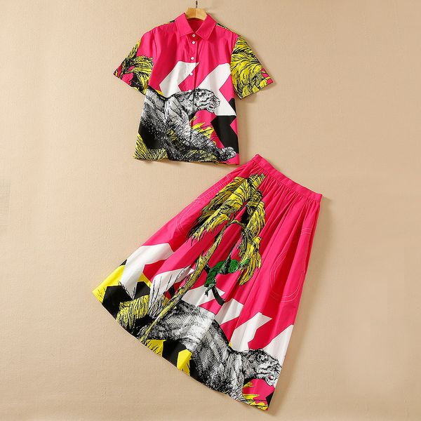european and american women's wear spring 2022 new short sleeved animal palm print shirt pleated cotton skirt fashion suits, White
european and american women's wear spring 2022 new short sleeved animal palm print shirt pleated cotton skirt fashion suits, White