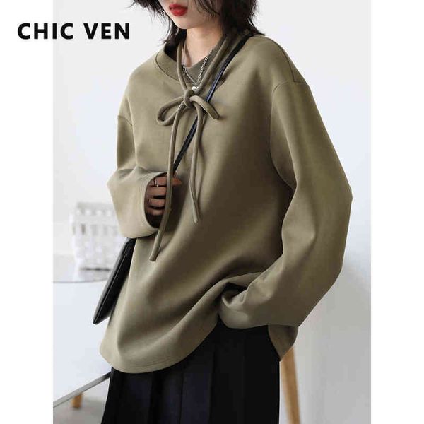 chic ven women's sweatshirts casual loose solid round neck lace-up hoodie for women streetwear female 2022 spring autumn t220726, Black
chic ven women's sweatshirts casual loose solid round neck lace-up hoodie for women streetwear female 2022 spring autumn t220726, Black