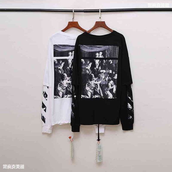 off fashion t-shirts religious style new american oil painting arrstyle fake two-piece sweater tide brand european loose men and women lover, Black
off fashion t-shirts religious style new american oil painting arrstyle fake two-piece sweater tide brand european loose men and women lover, Black