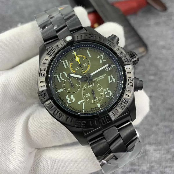 pvd 316l stainless case watches men avenger quartz chronograph 45 night mission watch steel clasp mens chronomat airborne track wristwatches, Slivery;brown
pvd 316l stainless case watches men avenger quartz chronograph 45 night mission watch steel clasp mens chronomat airborne track wristwatches, Slivery;brown