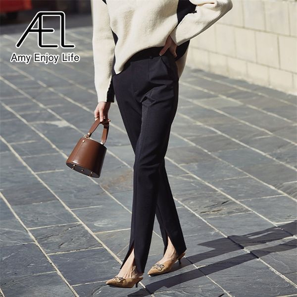 ael spring ladies black pencil pants bottom split casual pants simple slim elastic long trousers for women 220420, Black;white
ael spring ladies black pencil pants bottom split casual pants simple slim elastic long trousers for women 220420, Black;white