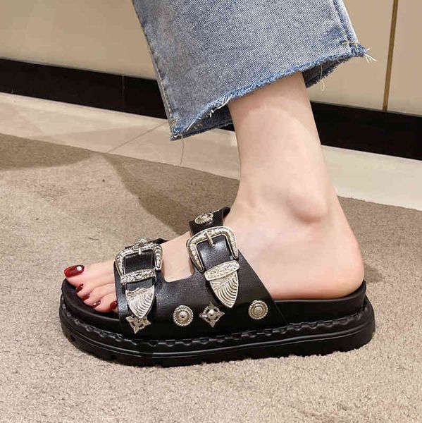 sandals summer women slippers rivets punk rock leather platform mules creative metal fittings casual party shoes female outdoor es, Black
sandals summer women slippers rivets punk rock leather platform mules creative metal fittings casual party shoes female outdoor es, Black