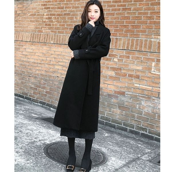 elegant long winter woolen coat women black woolen coat women winter warm wool slim coat 201215
elegant long winter woolen coat women black woolen coat women winter warm wool slim coat 201215