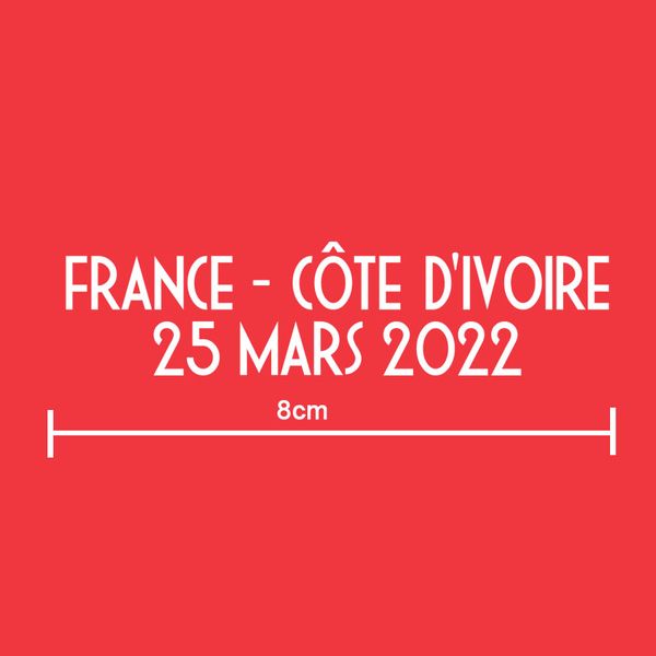 2022 france match details france vs côte d'ivoire iron on transfer soccer badge
2022 france match details france vs côte d'ivoire iron on transfer soccer badge