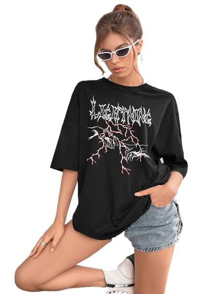 hand and letter graphic drop shoulder tee e1zr#, White
hand and letter graphic drop shoulder tee e1zr#, White