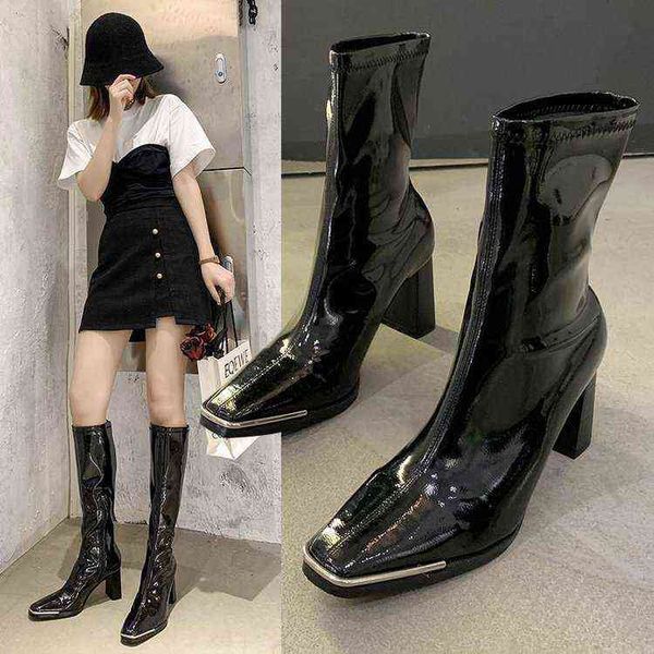 hbp autumn and winter new medium women boots metal square head elastic thin patent leather black single thick heel plush short woman shoes 2
hbp autumn and winter new medium women boots metal square head elastic thin patent leather black single thick heel plush short woman shoes 2