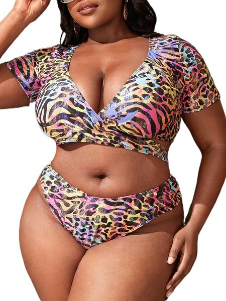 plus zebra striped & leopard print wrap tie back high cut bikini swimsuit c9pd#, White;black
plus zebra striped & leopard print wrap tie back high cut bikini swimsuit c9pd#, White;black