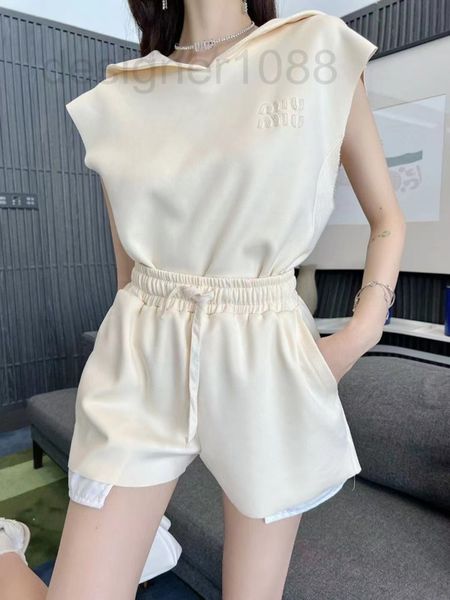 two piece dress designer miu22 summer new loose and thin short shawl collar sleeveless elastic waist shorts 1f05, White
two piece dress designer miu22 summer new loose and thin short shawl collar sleeveless elastic waist shorts 1f05, White